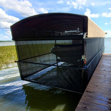 ShoreStation canopy with shorescreen power curtain side curtains