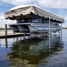 Free standing ShoreStation legacy boat lift canopy for a pontoon or tri toon