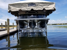 Free standing boat lift with pontoon canopy